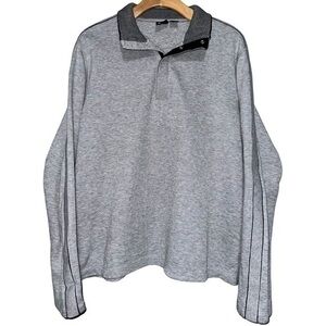 Boss Hugo Boss Men’s Size XL Heather Grey Cotton Knit Mock Snap Henley Sweater